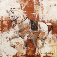 Shan Amrohvi, 12 x 12 inch, Acrylic On Canvas, Horse Painting, AC-SA-145